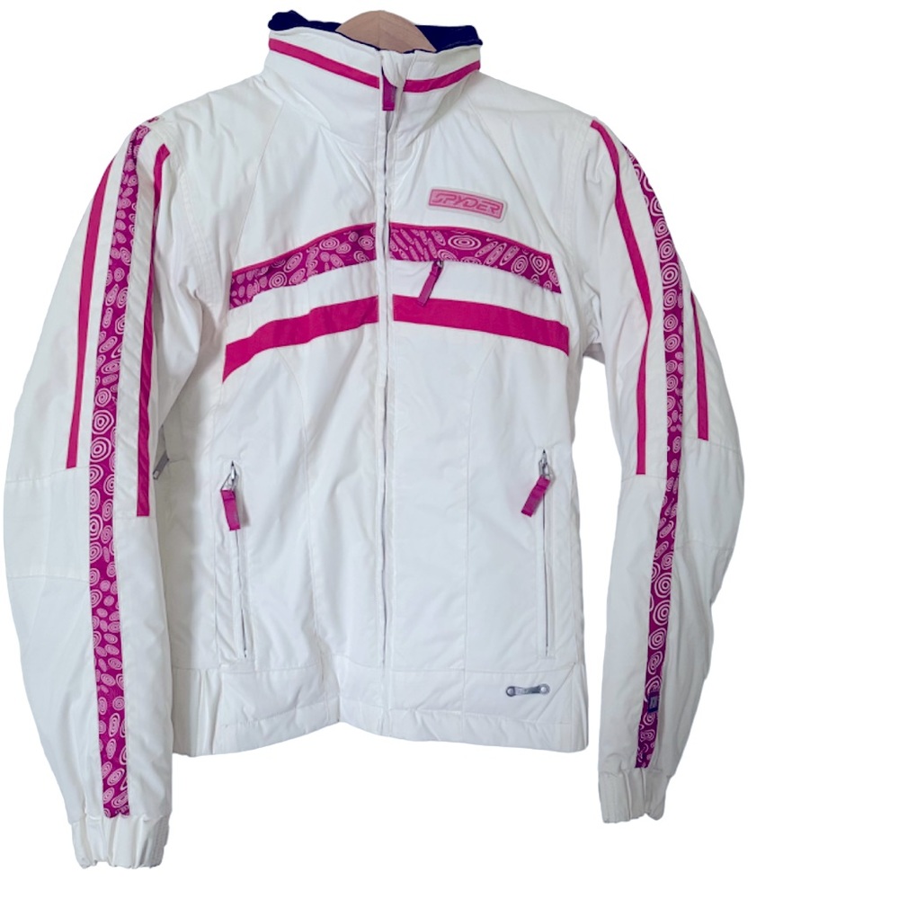 Spider ski jacket size 8. White and pink